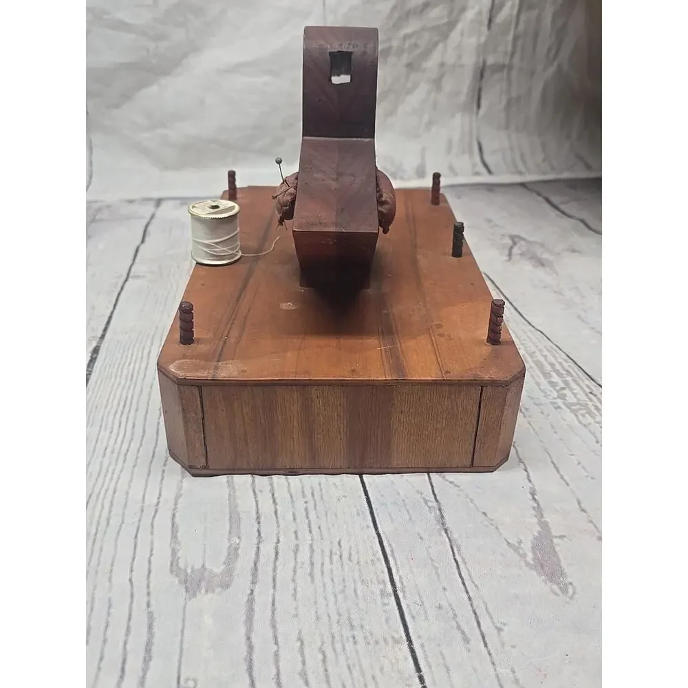 Vintage Wooden Figural Bird Sewing Caddy‎ Stand with Drawer
